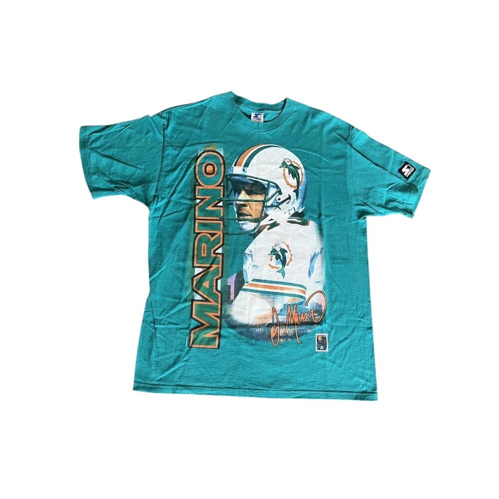 Vintage Dan Marino 90's Miami Dolphins NFL Football T-Shirt Starter Made USA L